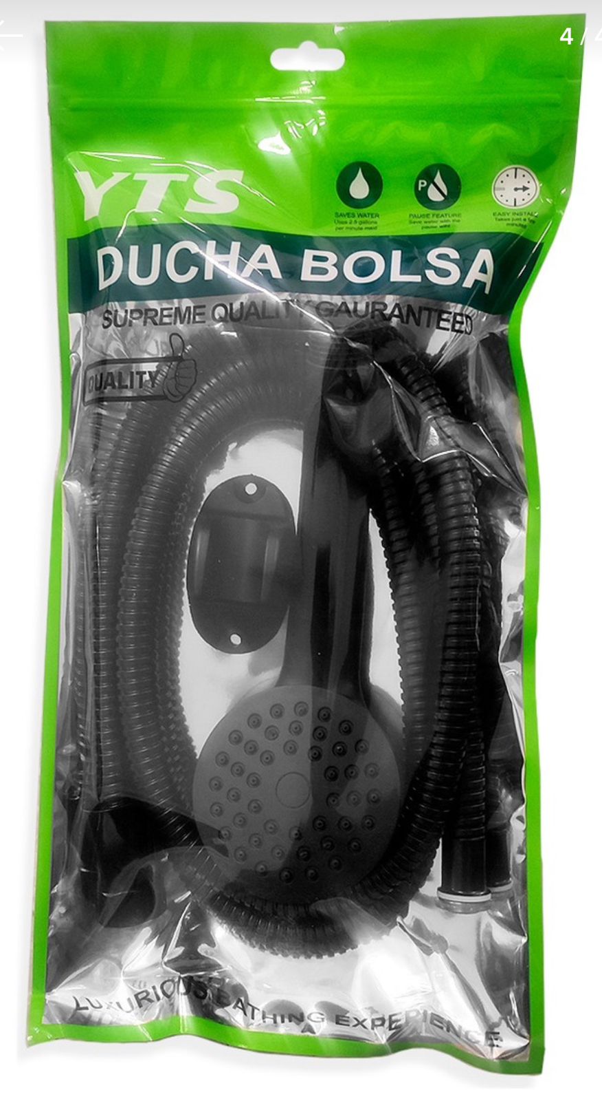 Soporte De Ducha Color Negro Mate Negro Flexibe Soporte