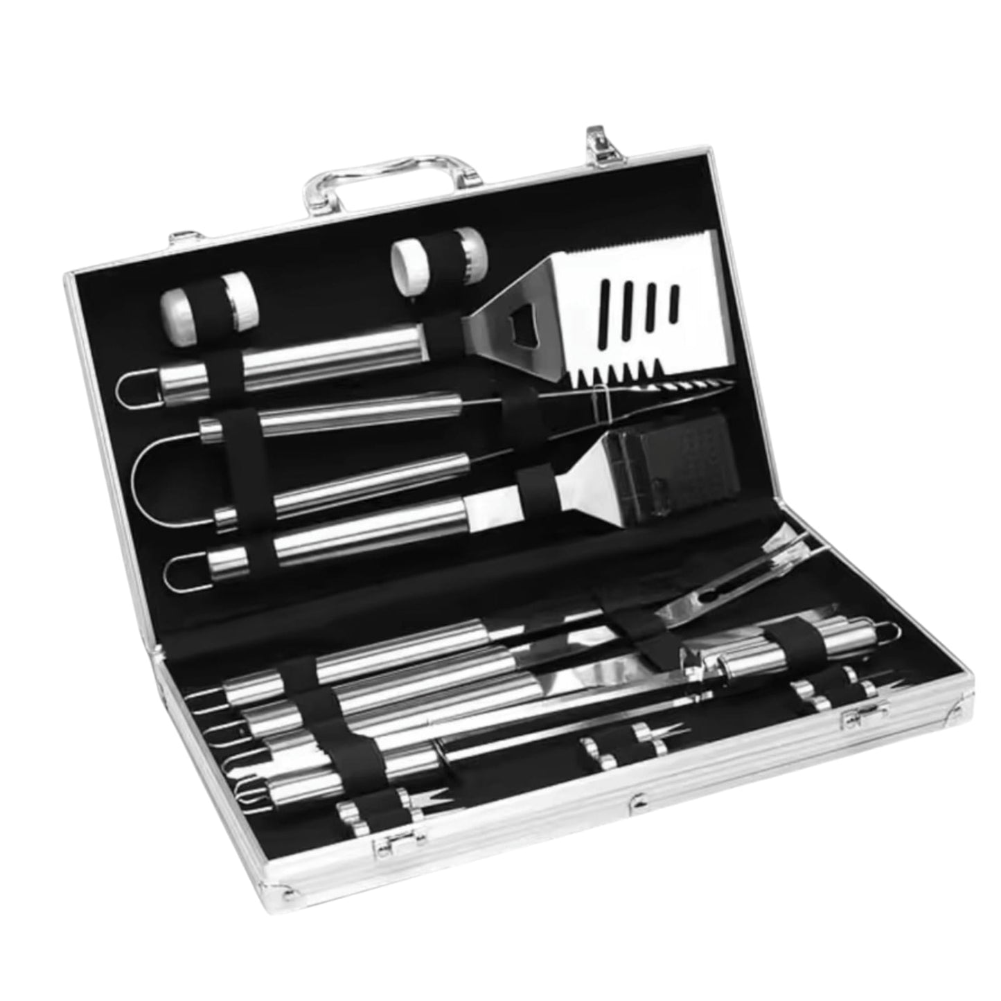 Set Parrillero Asado 18 Pcs Kit Accesorios Parrilla Barbacoa Aluminio