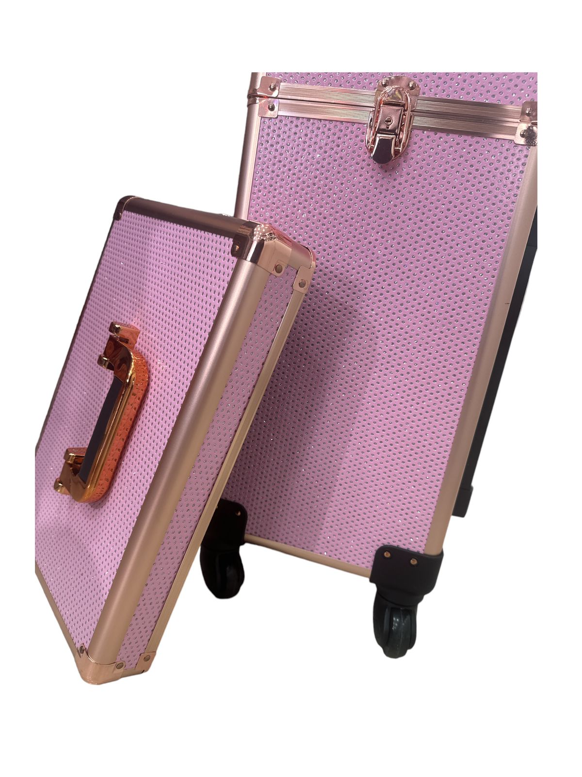 Maleta de Maquillaje Manicura Profesional Rosa Brillo