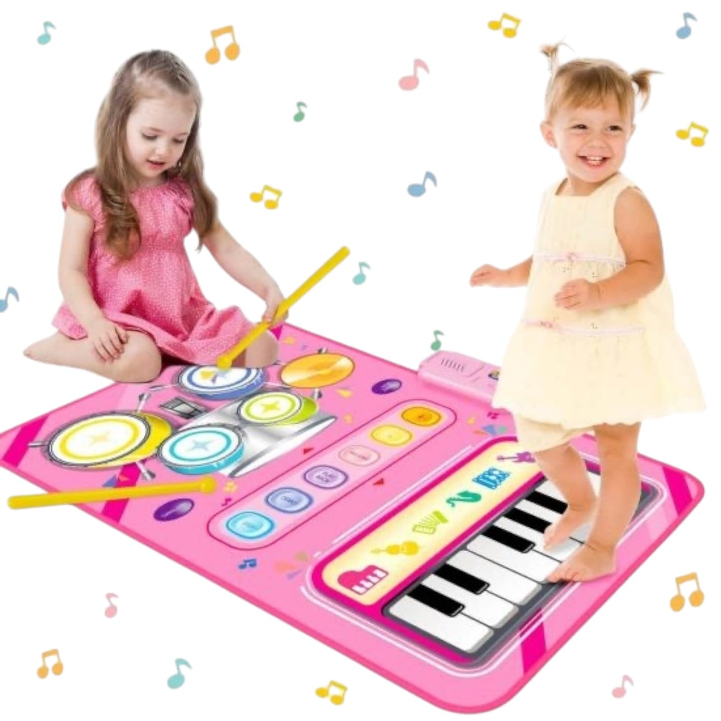 Alfombra De Batería De Piano Musical 2 En 1 Para Niña ROSA