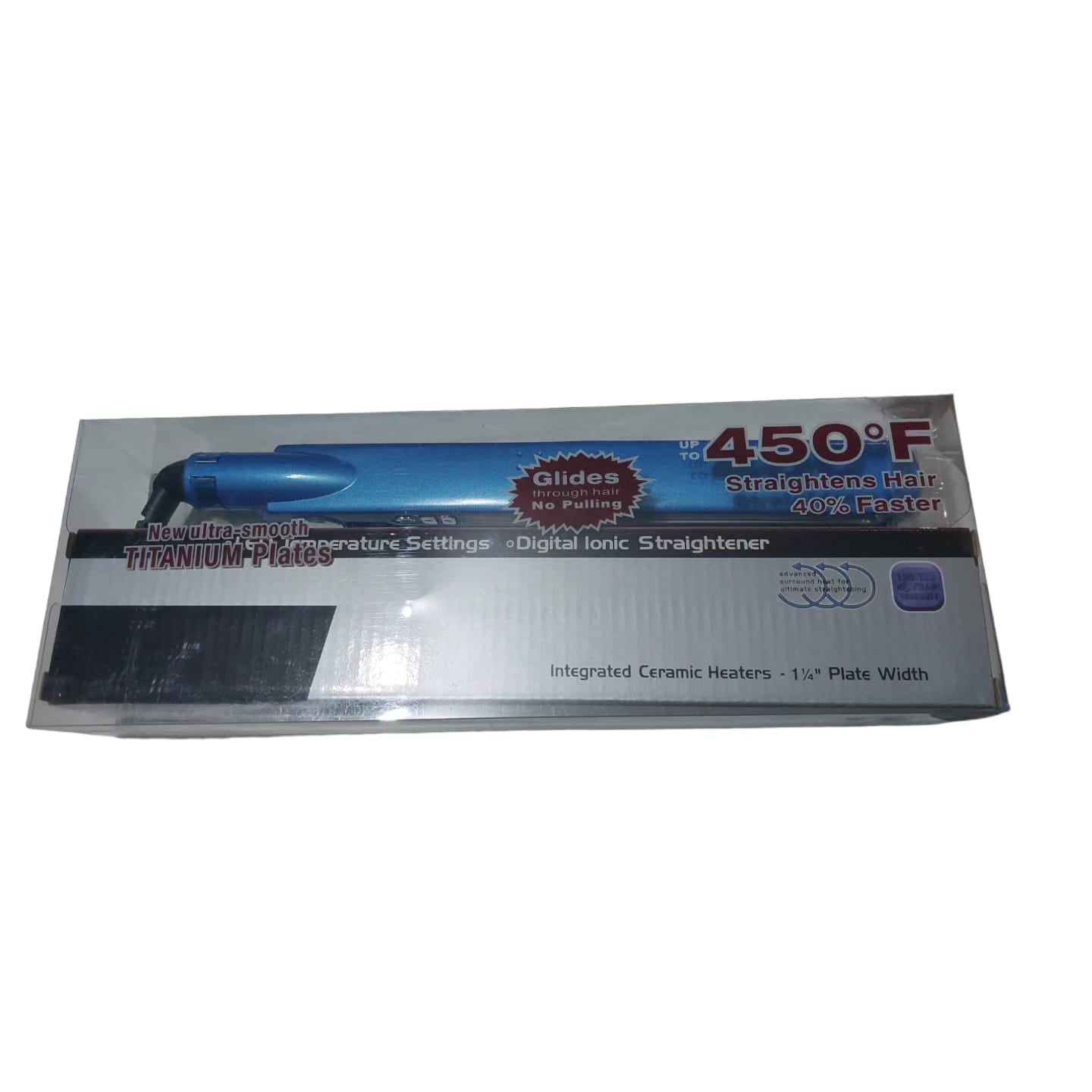 Plancha Alisadora Profesional De Pelo Nano Titanio 450° F Color Celeste