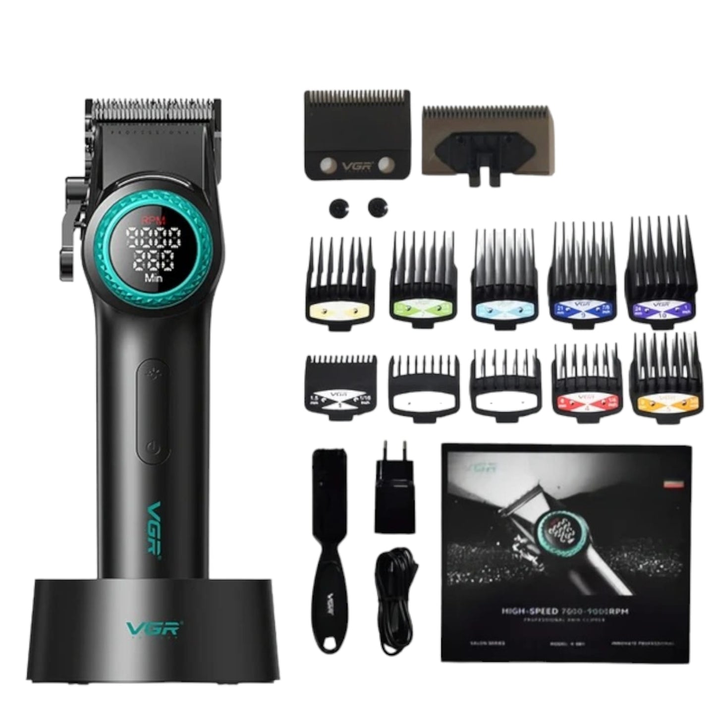 Cortapelos Vgr-001 High Speed, 9000 Rpm Negro