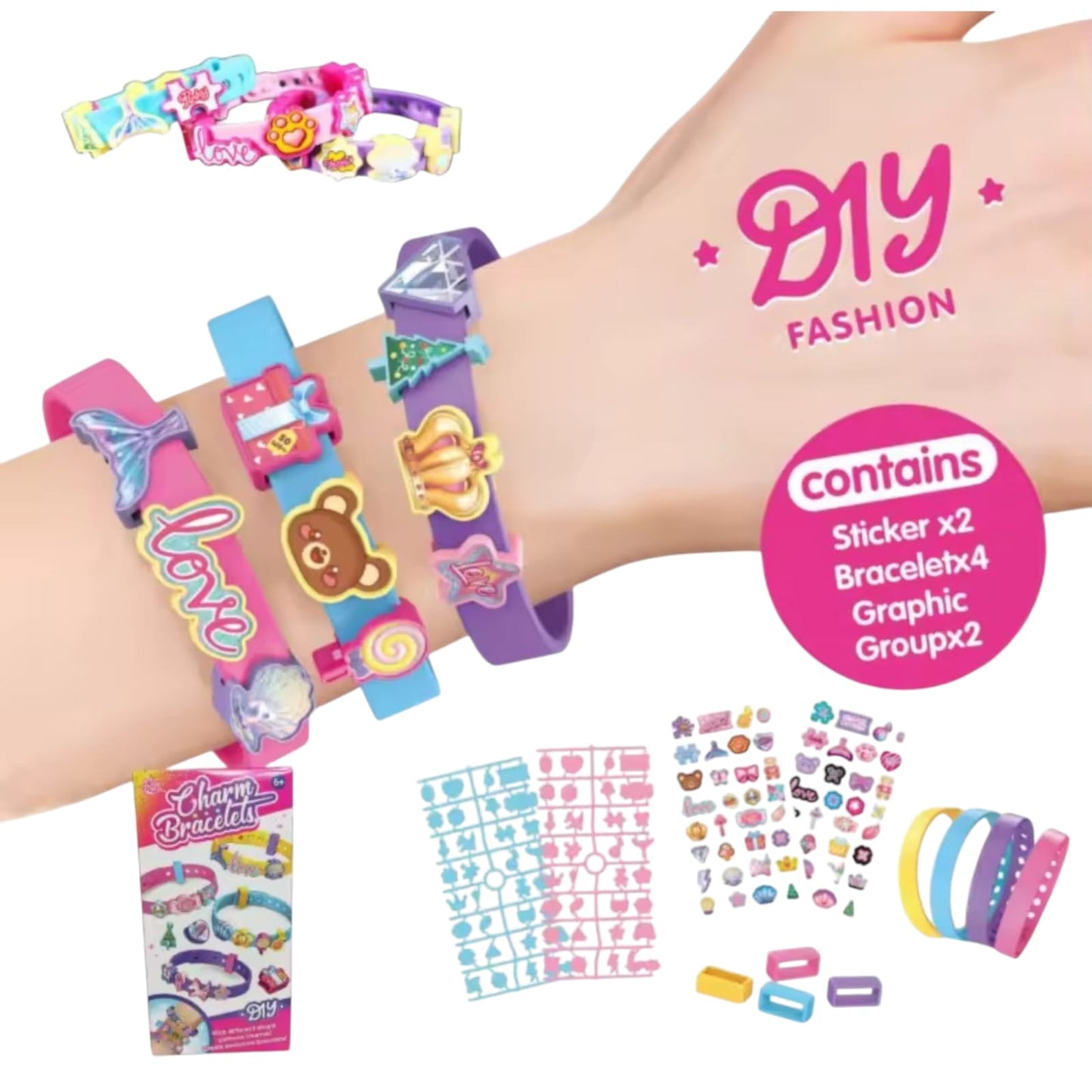 Set Diseño de Pulseras Para Niñas Colorido Stickers