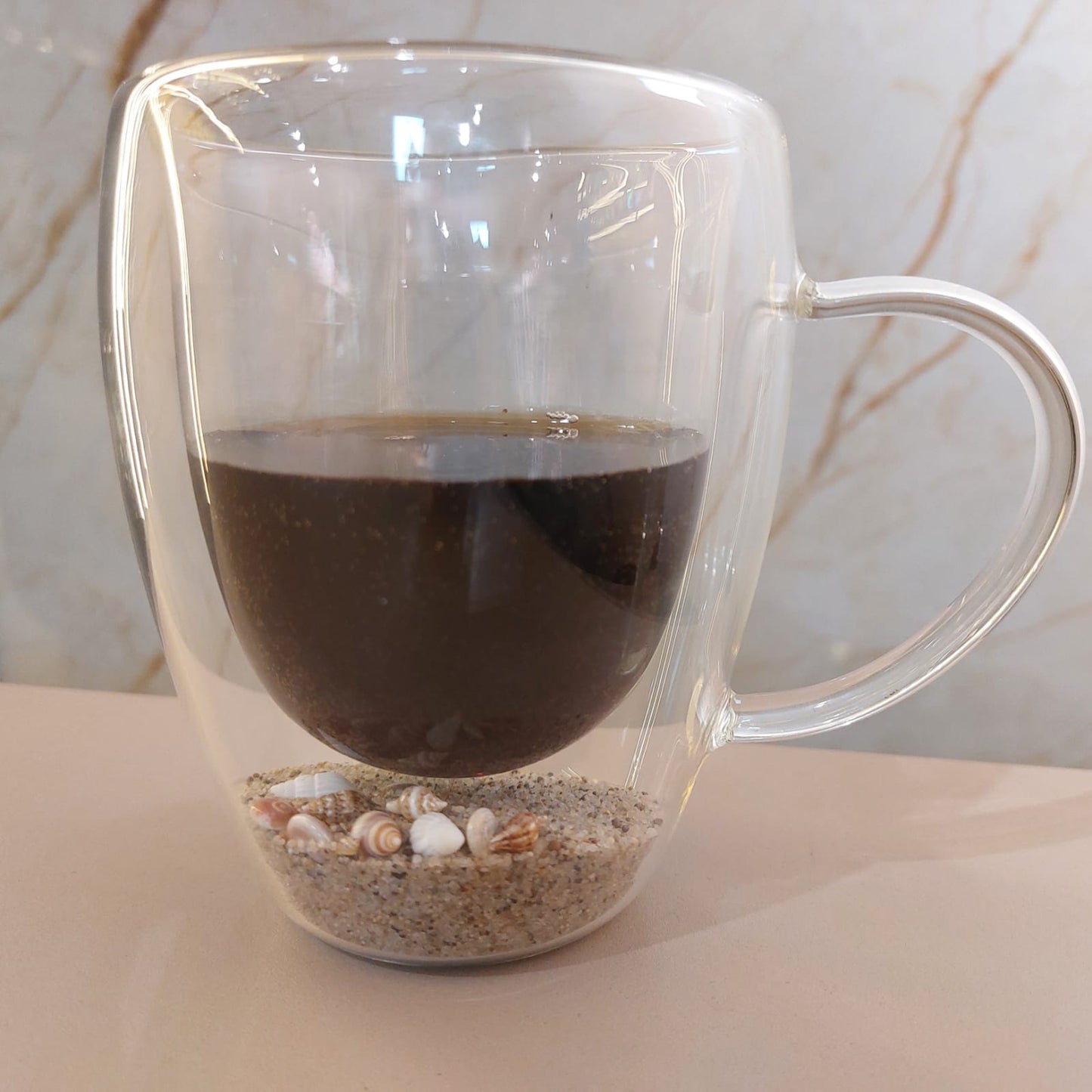 Taza Para Café Té Doble Fondo Diseño Arena del Mar