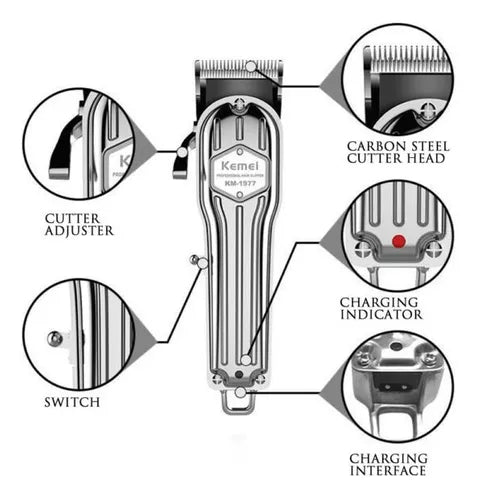 Cortadora de Pelo Kemei KM-1977 Plata 100V/240V