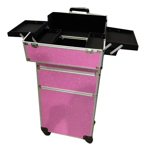 Maleta De Maquillaje Rosa Con Brillos