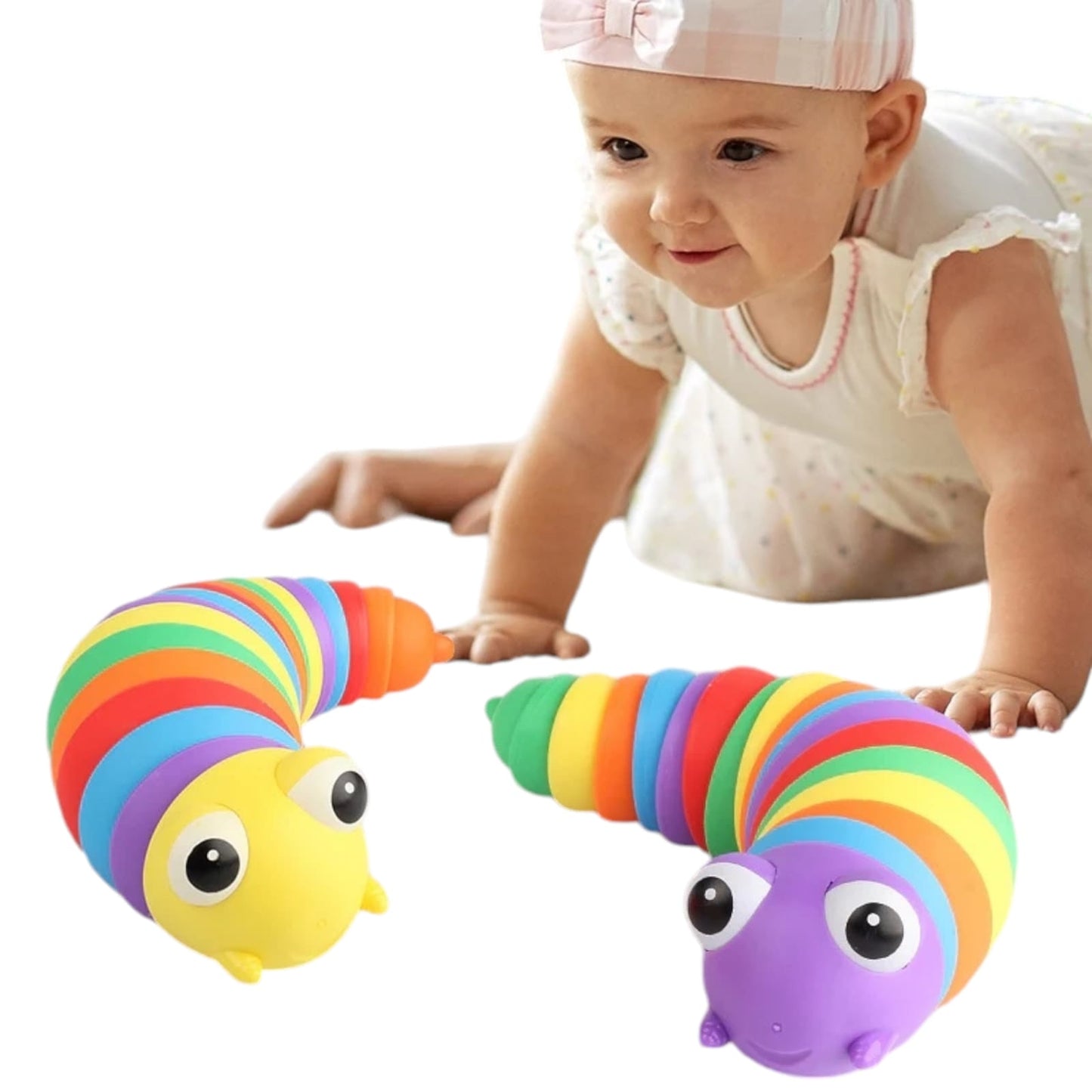 Juguete Antiestrés Gusano - Oruga De Colores Ultra Suave
