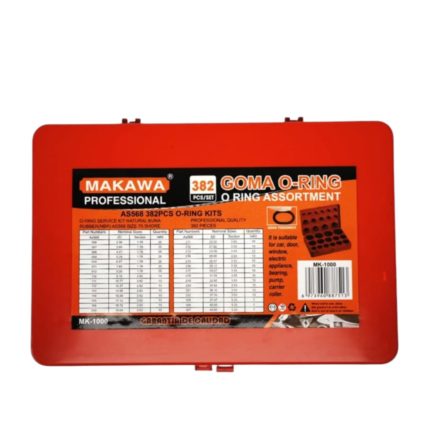 Kit De Gomas Para Sellar O-ring - 382 Piezas - Makawa