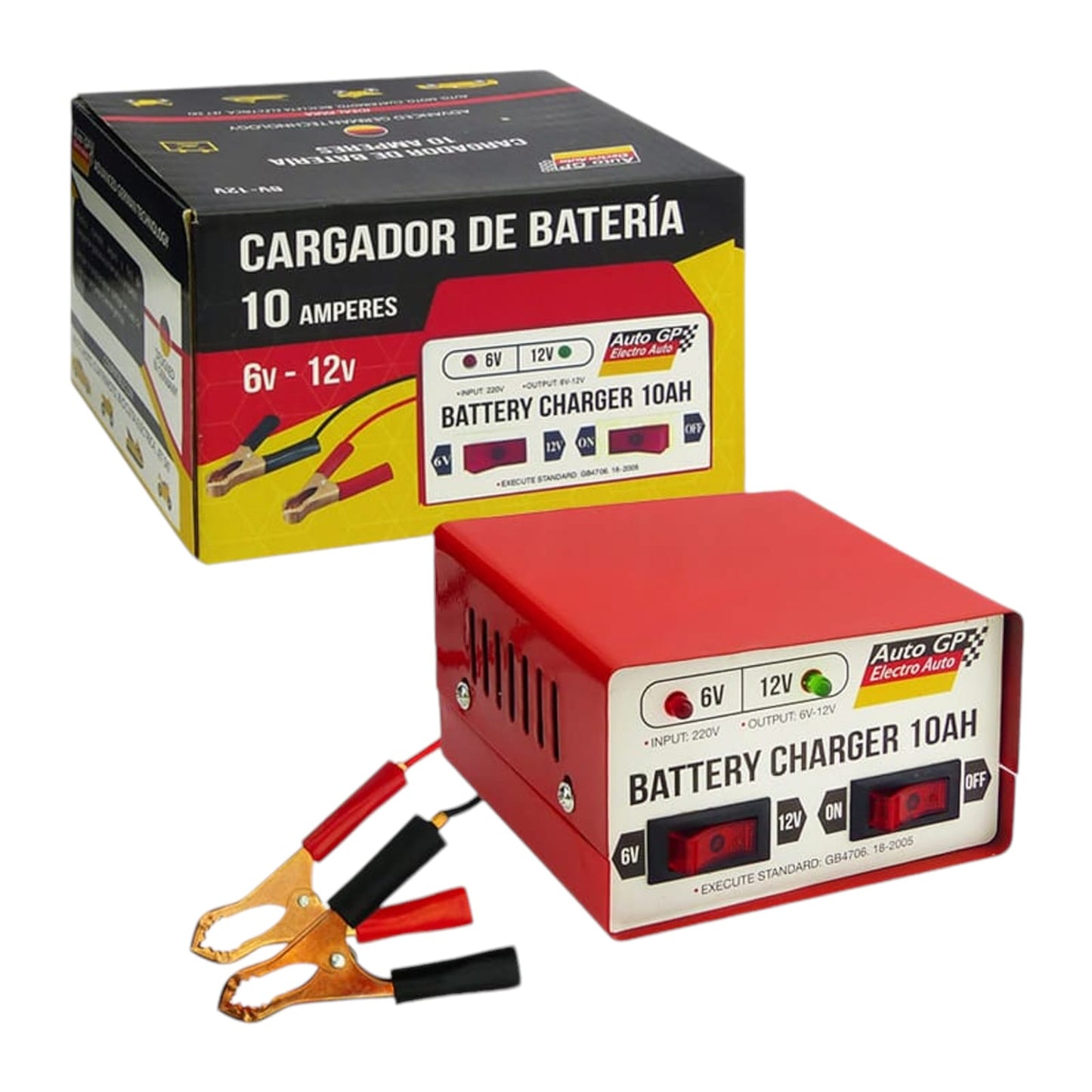 Cargador Baterías Para Auto Moto 12/6 Volt 10 Amp