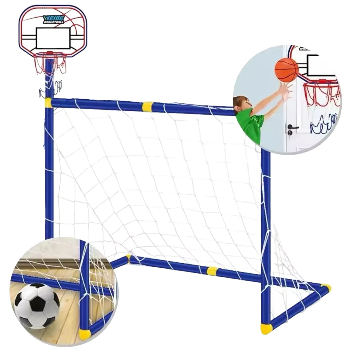 Cancha De Fútbol Portería Para Niños 2en1 Aro De Basketball