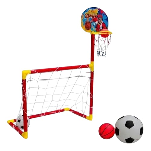 Cancha De Fútbol Portería Para Niños 2en1 Aro De Basketball