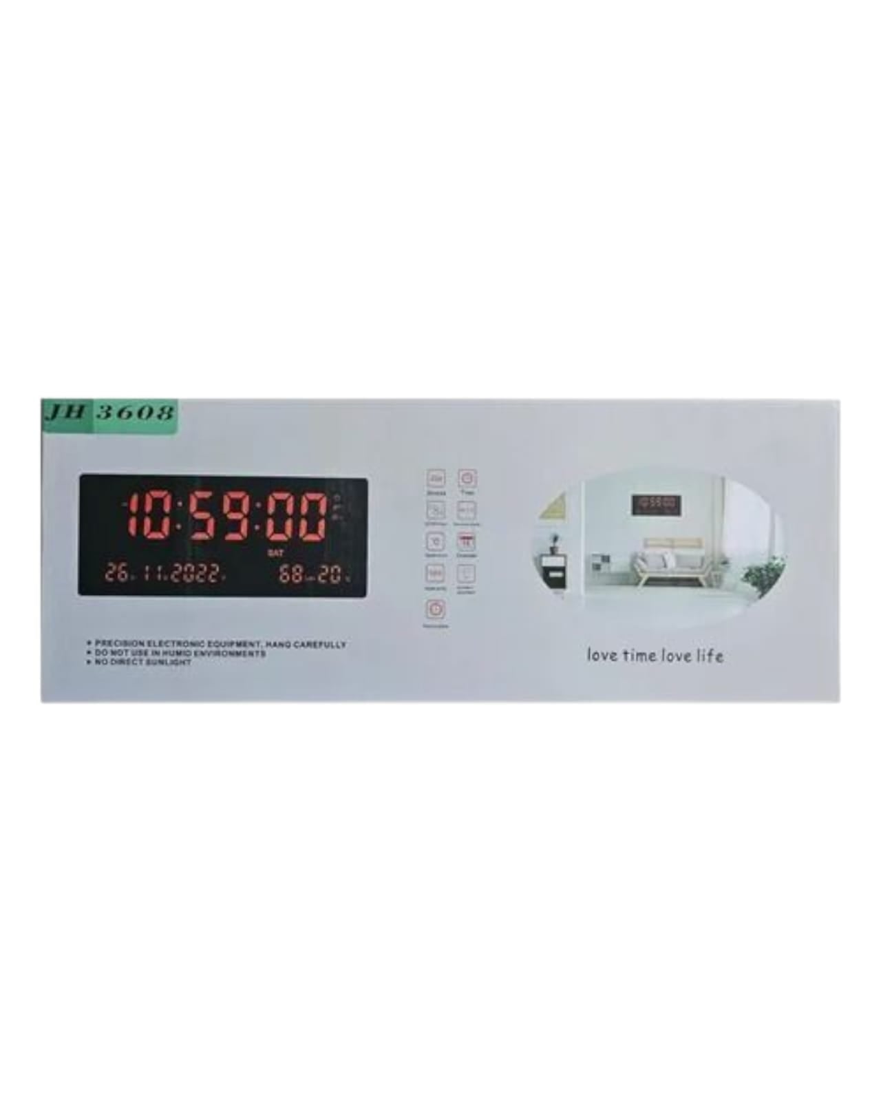 Reloj Digital De Pared Con Pantalla Led Modelo 3615 Estructura Negro