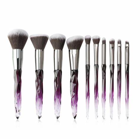 Set de 10 Brochas de maquillaje con Diseños de Brillos