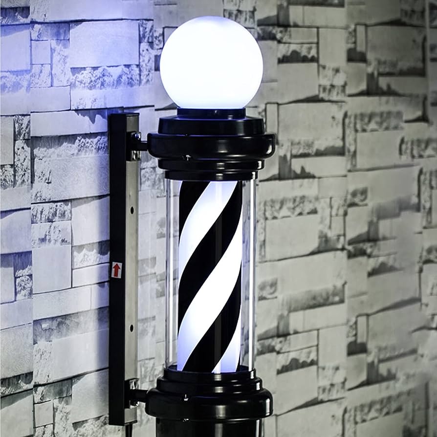 Poler Iluminado de Barberia Color Negro