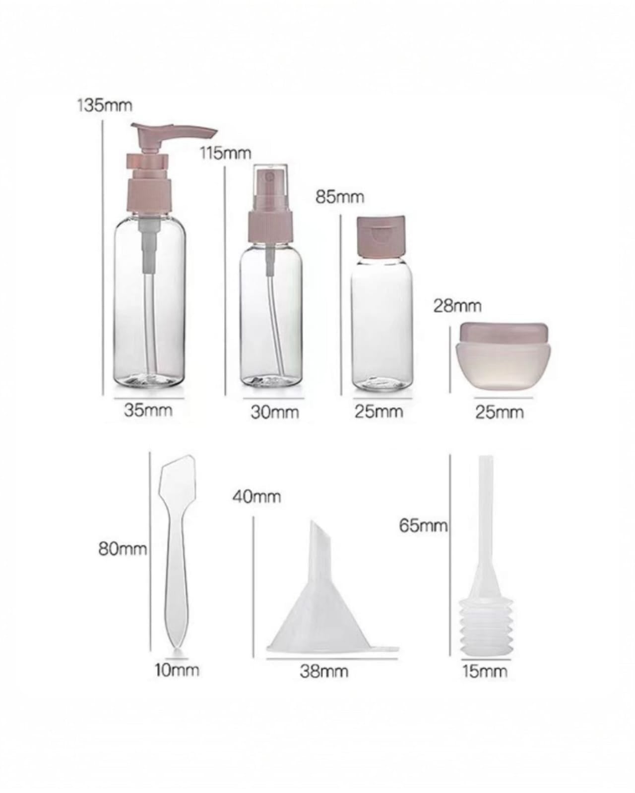 Botellas Portátil Recargable Para Viaje 11 Piezas Con Estuche