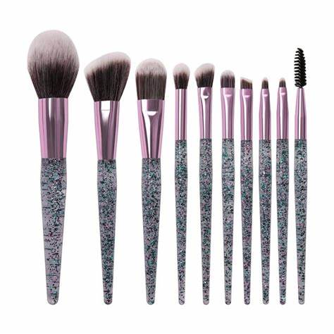 Set de 10 Brochas de maquillaje con Diseños de Brillos