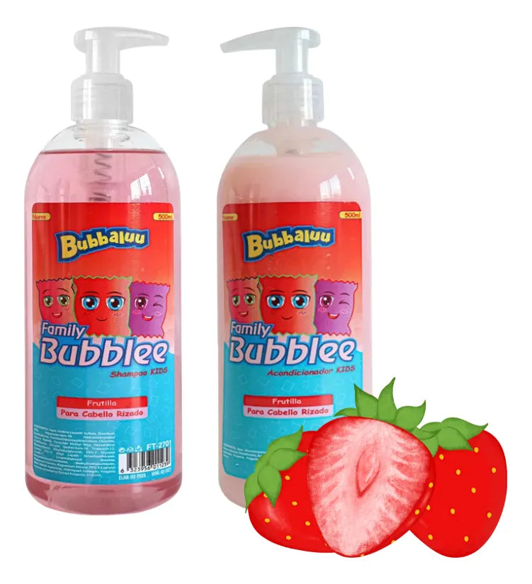Shampoo y Acondicionador Kids Bubbaluu Frutilla Cabello Rizado