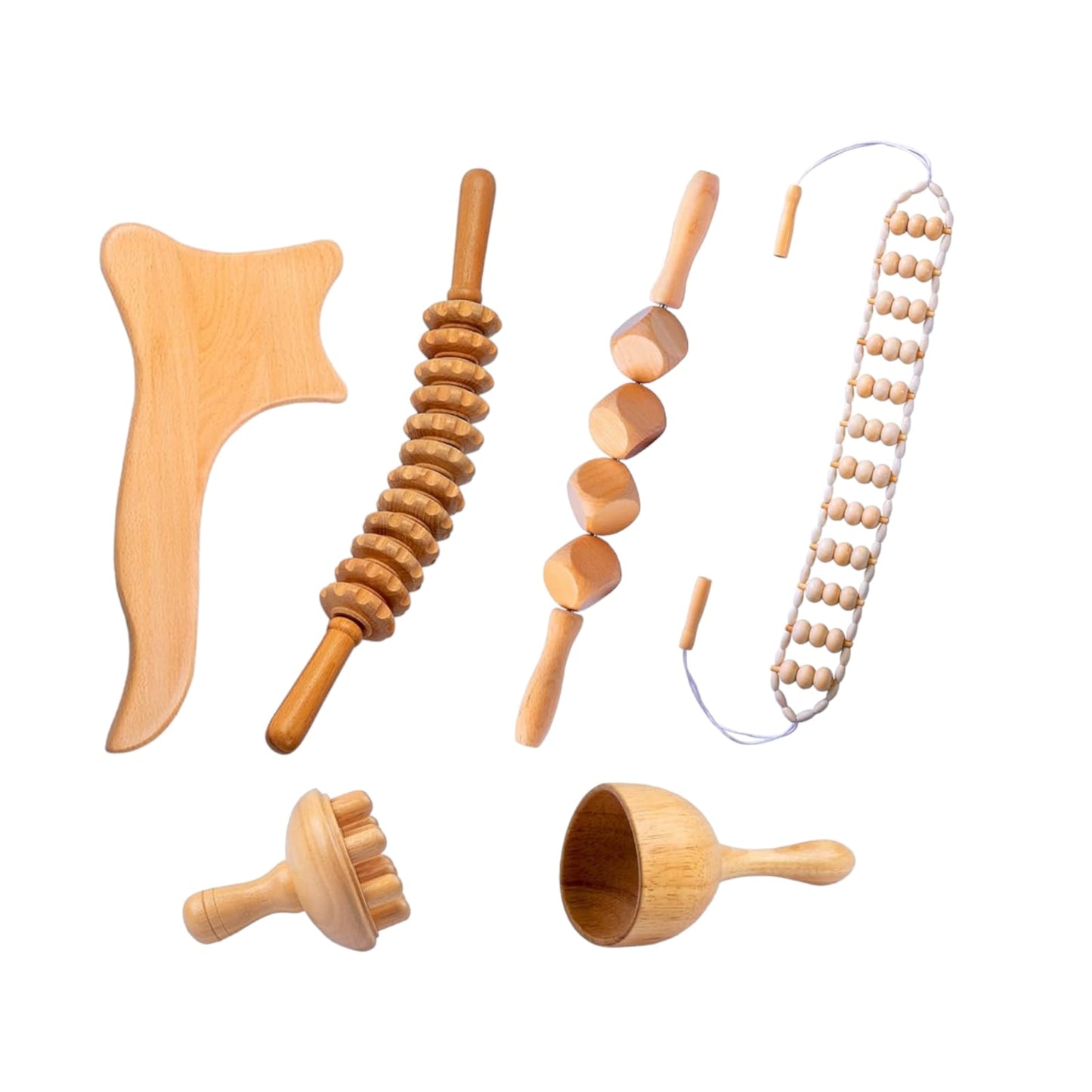 Kit de Maderoterapia y Masaje Corporal de 6 Piezas