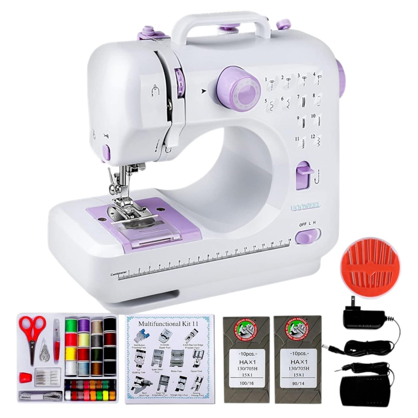 Máquina Coser Overlock Portátil Pedal Eléctrica 12 Puntos