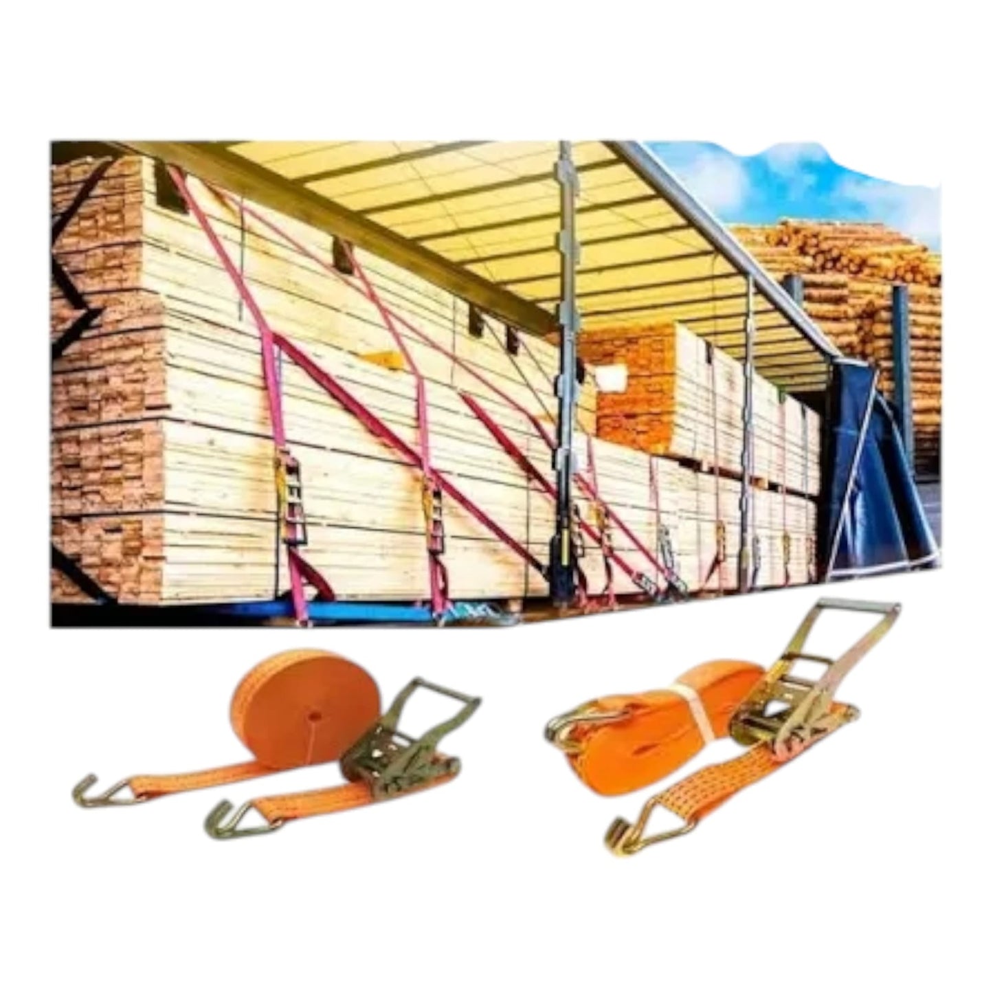 Juego 2 Eslingas Cinta De Amarre Con Ratchet 1puLG X 15ft