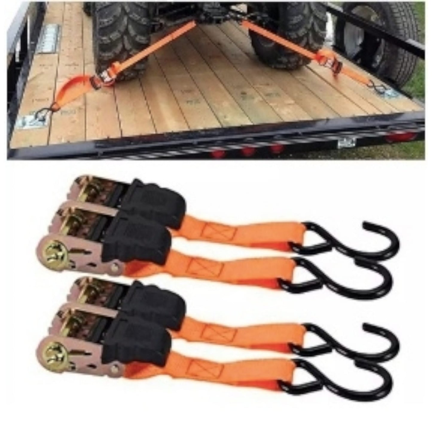 Juego 4 Eslingas Cinta De Amarre Con Ratchet 1pulgx 15ft