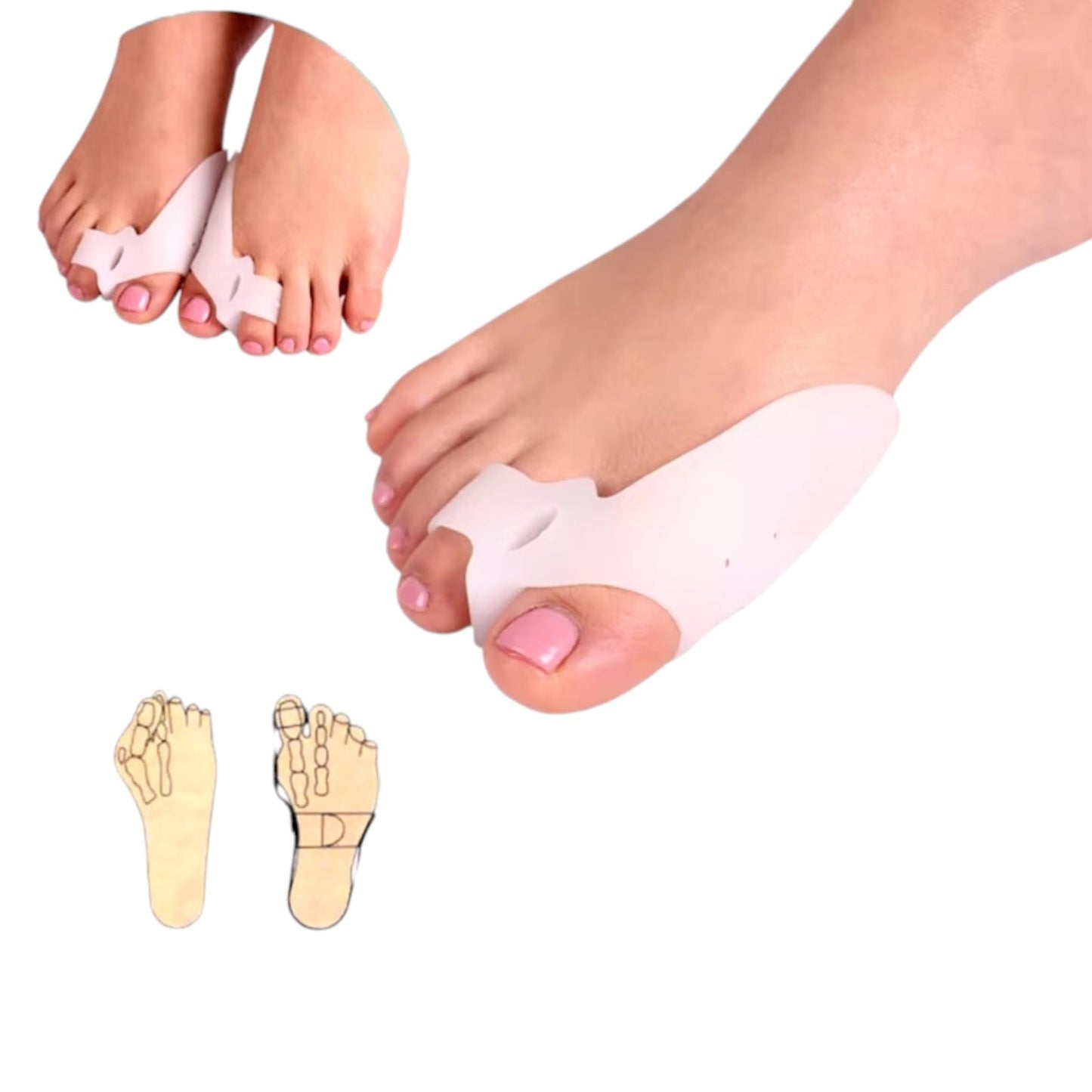 Par Protector De Juanetes Silicona Separador Dedos Corrector