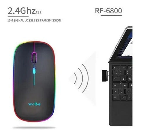 Mouse Óptico Inalámbrico Recargable Led Rgb 24ghz Rf-6800