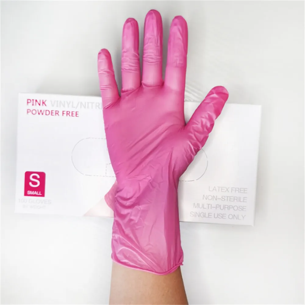 Guantes Desechables de Nitrilo de Vinilo Rosa