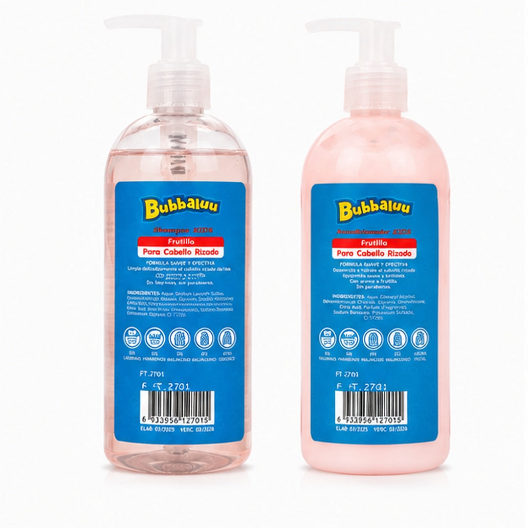 Shampoo y Acondicionador Kids Bubbaluu Frutilla Cabello Rizado