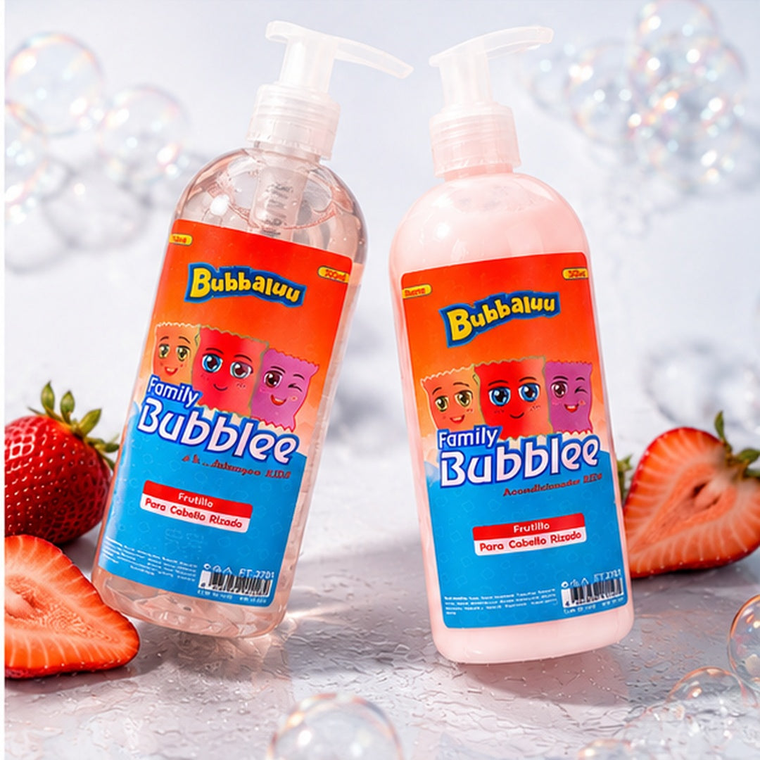 Shampoo y Acondicionador Kids Bubbaluu Frutilla Cabello Rizado