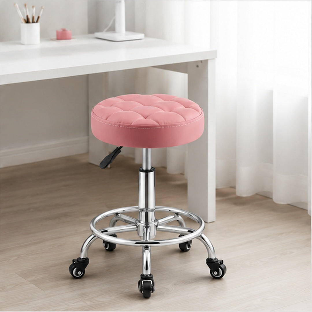 Piso Taburete Color Rosado Con Ruedas