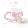 Taza De Vidrio Transparente Con Lazo 3D Coquette 380 Ml