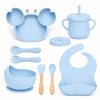 Set de alimentación bebé silicona 10 piezas color Celeste