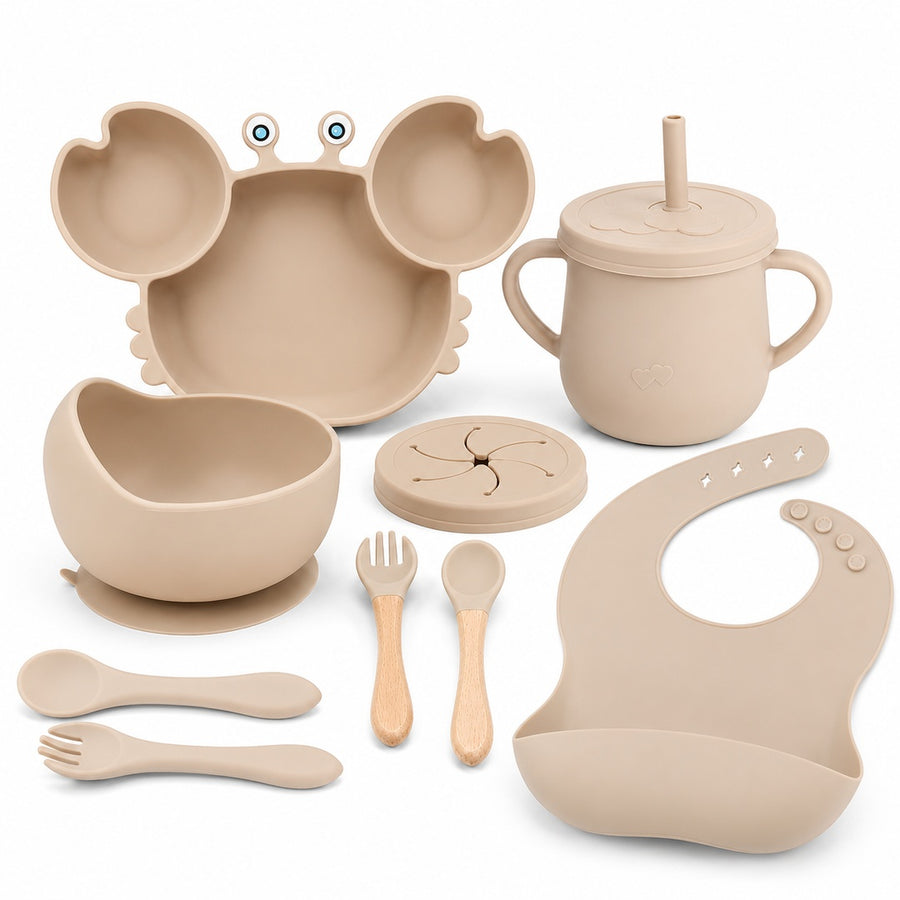 Set de alimentación bebé silicona 10 piezas color Beige - imagen principal