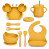 Set de alimentación bebé silicona 10 piezas color Amarillo