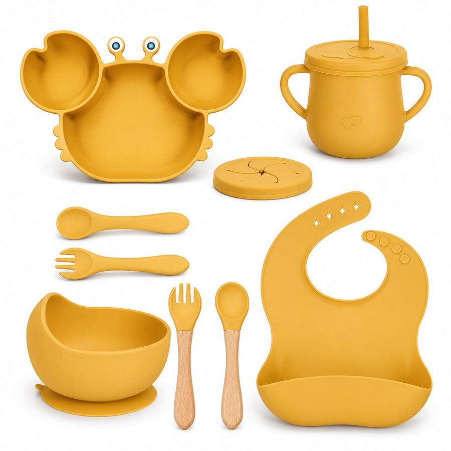 Set de alimentación bebé silicona 10 piezas color Amarillo - imagen principal