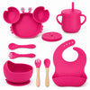 Set de alimentación bebé silicona 10 piezas color Fucsia