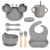 Set de alimentación bebé silicona 10 piezas color Gris