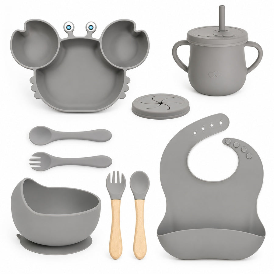 Set de alimentación bebé silicona 10 piezas color Gris - imagen principal