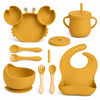 Set de alimentación bebé silicona 10 piezas color Mostaza