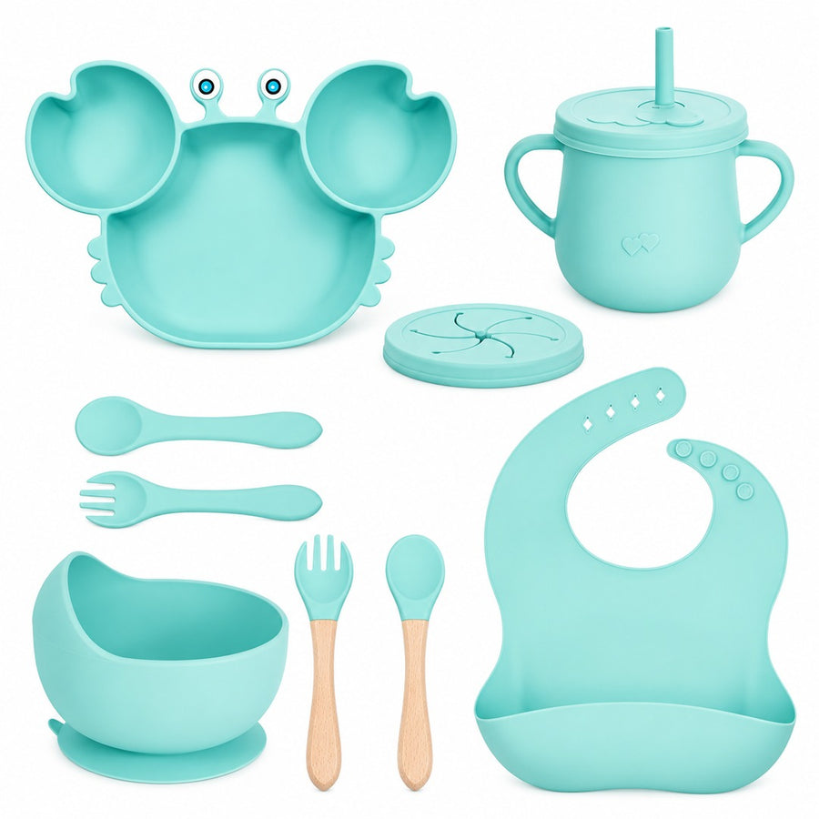 Set de alimentación bebé silicona 10 piezas color Turquesa - imagen principal