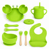Set de alimentación bebé silicona 10 piezas color Verde Manzana