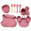 Set de alimentación bebé silicona 10 piezas color Terracota