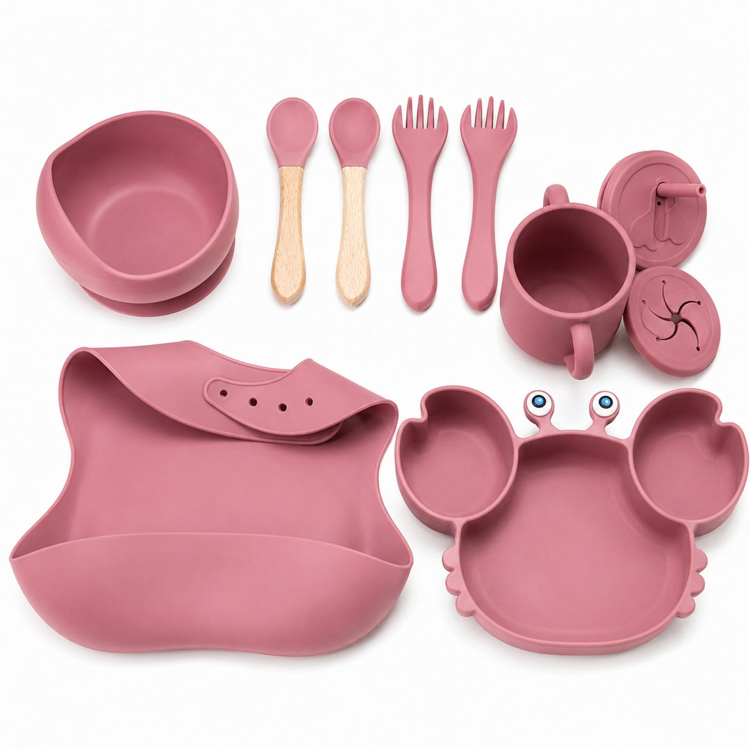 Set de alimentación bebé silicona 10 piezas color Terracota - imagen principal