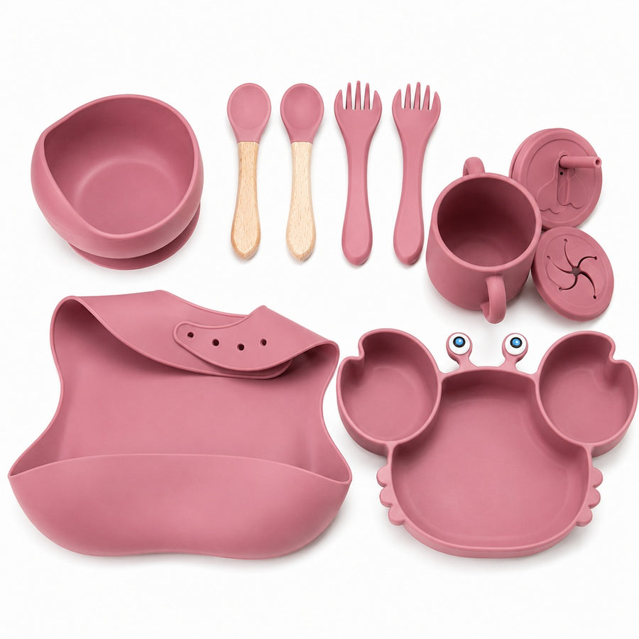Set de alimentación bebé silicona 10 piezas color Terracota - imagen principal