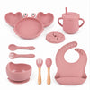 Set de alimentación bebé silicona 10 piezas color Rosa Vieja