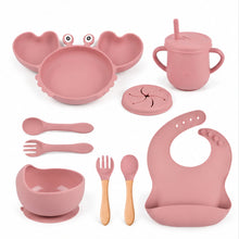 Set de alimentación bebé silicona 10 piezas color Rosa Vieja - imagen principal