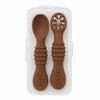 Set de cucharas de silicona para bebé color Marron