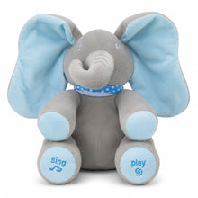 Peluche elefante musical con movimiento de orejas 30 cm