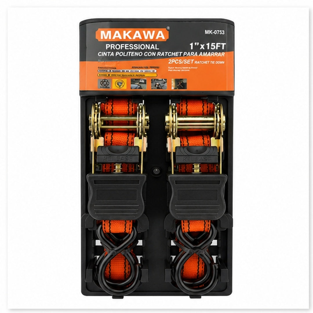 Juego 2 Eslingas Cinta De Amarre Con Ratchet 1puLG X 15ft - vista 3 del producto